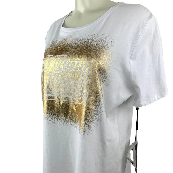 Karl Lagerfeld #TeamKarl T Shirt Gold Metallic Logo Women’s Choose Size New - Picture 7 of 10